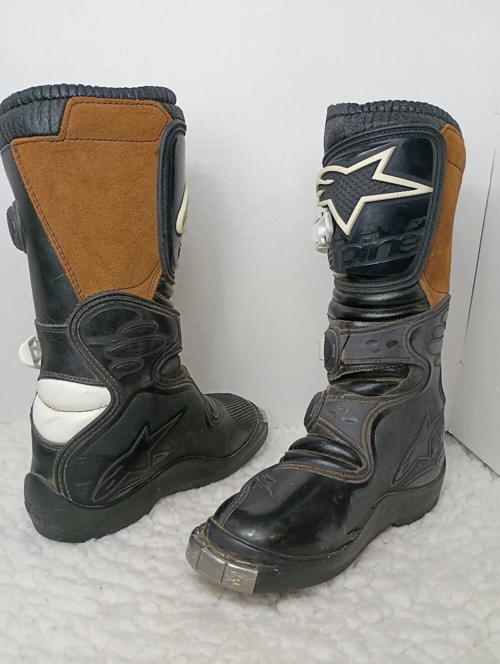 Alpinestars Tech 6S Youth MX Motocross Boots Black White US 2 Metal Toe.